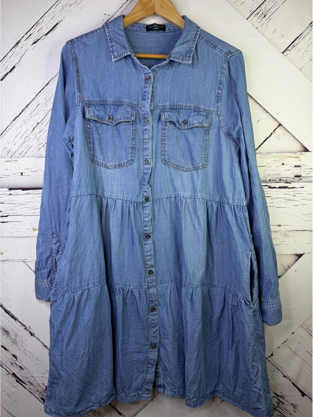 Velvet Heart LA Denim Boho Western Core Tiered Babydoll Shirt Dress Women’s XL